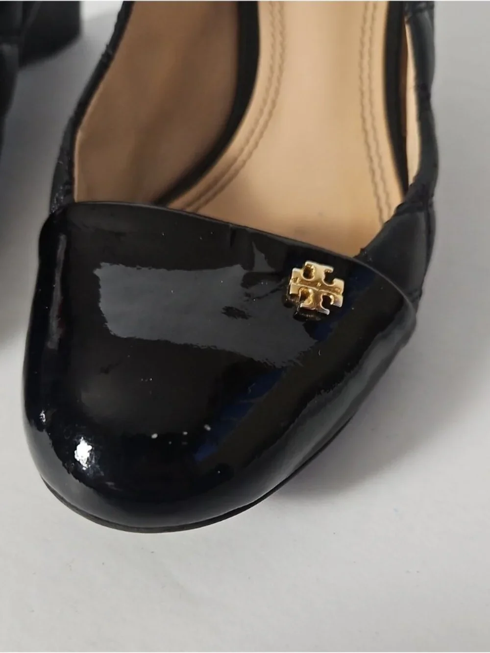 Tory Burch Quilted Patent Leather Cap Toe Wedge Pumps